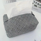 Qfdian Checkerboard Woven Tissue Box PU Leather Napkin Case Living Room Office Desktop Home Decoration Creative Paper Towel Cover