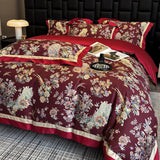 Qfdian Premium 1000TC Egyptian Cotton Chinese Style Flowers Bird Print Luxury Bedding Set Duvet Cover Flat/Fitted Bed Sheet Pillowcases