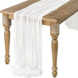 Qfdian Beige Table Runner Gauze Cheesecloth Rustic Sheer Boho Wedding Decoration Tablecloth Baby Shower Christmas Birthday Party Decors