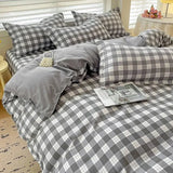 Qfdian  ‌100% pure thickened skin friendly cotton four piece set double bed single bed diagonal cartoon duvet set dormitory