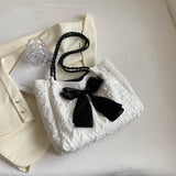 Qfdian  Luxury Design Fashion Chic Bow Shoulder Underarm Bag Y2k Aesthetic Office Lady Women's Handbags Elegant Ins All Match Tote Bags