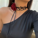 Romantic Gothic  Phantom Flower Clavicle Chain Necklace for Women Ladies Korean Fashion Adjustable Rope Choker Y2K Accessories