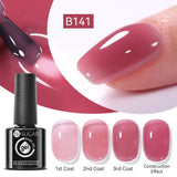 Qfdian 7ml Crystal Jelly Nude Rubber Base Gel Transparent Semi-permanent Varnish UV LED Construction Gel Nail Art Manicure