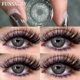 Qfdian  1 Pair Big Black Color Contact Lenses Natural Gray Lenses Blue Korean Eye Makeup Contacts Yearly Beauty Pupils Cosmetic
