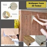 Qfdian 5pcs/10pcs 35X35cm 3D Wall Stickers DIY Wood Grain Foam Self-Adhesive Waterproof Moisture-Proof Ceiling Bedroom Wallpaper