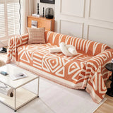 Qfdian Boho Sofa Covers, Chenille Couch Cover for Dogs Geometric Jacquard Sofa Slipcover Living Room Pet Furniture Protector Washable
