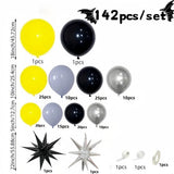 Qfdian  142-Piece Balloon Arch Set, Including Black, Yellow, Gray, Silver Latex Balloons and Black and Silver Foil Balloons, Party Backdrop Banners Available in Various Sizes (Note: Balloons and Backdrop Cloth Need to Be Purc