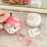 Qfdian  Rose Red Marble Pattern 3D Love Heart Cute Bear Pendant Earphone Accessories Case For Galaxy Buds Pro 2 Live Protection Cover