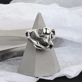 Silver Color Irregular Hollow Surface Bump Ring Female Trendy Jewelry Vintage Party Decoration Gift