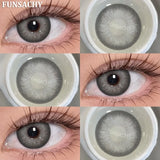 Qfdian  2PCS Natural Brown Gray Lenses for Eyes Blue Lenses Beautiful Pupil Korean Fashion Color Round Lens Yearly Cosmetics