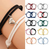 1Pair Magnetic Bracelet Lock Heart Charms Attract Couple Bracelets for Lover Friend Men Women Braid Rope Bracelets Jewelry Gift