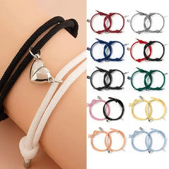 1Pair Magnetic Bracelet Lock Heart Charms Attract Couple Bracelets for Lover Friend Men Women Braid Rope Bracelets Jewelry Gift