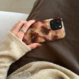 Qfdian  Autumn/Winter Retro Brown Halo Gradient Color Change Suitable For iPhone 16 Case 15 14 Pro Full Pack Double Layer Phone Case