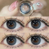 Qfdian 2Pcs Korea Colored Contact Lenses Diameter 14.5mm Prescription Myopia Degree-0.00to-8.00Makeup Soft Lens Eye Beauty Pupil