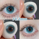 Qfdian  2pcs/pair Blue Colored Contact Lenses For Eyes Makeup Fashion Beauty Soft Contact Lenses Natural Brown Cosmetic Eye Lens