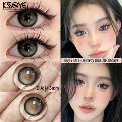 Qfdian 2PCS Contact Lenses with Degree -0.00 to-8.00 Blue Eye Green Korea Lens Purple Black Makeup Beauty Pupils Fast Delivery