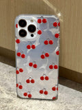 Qfdian Red cherry water-ripple phone case for iphone 15pro 11 13 13pro 14promax 13promax 15promax 12 2024 new protection cover fundas