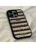 Qfdian  Korean Stars Stripes Phone Case For iPhone 17Air 16 Pro Max Plus 15 14 13 12 11 XS XR Shockproof Black Acrylic Bumber Cover