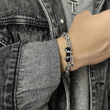 Qfdian  Punk Vintage Red Zircon Star Chain Bracelet For Women Men Couple Unisex Trend Goth Grunge Y2K Jewelry Charms Accessories Gifts