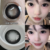 Qfdian  1 Pair Halloween Contact Lenses Beauty Eye Color Lenses Cosplay Pupils Myopia Lens with Prescription Natural Blue Lens