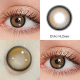 1 Pair/2pcs Fashion Natural Brown Lenses 14mm Colored Contact Lenses For Eyes Small Beautiful Pupil with Myopia Degree