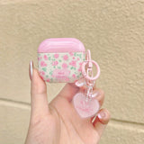 Qfdian  Suitable for pink floral love English pendant Airpods4/3 earphone protective case cover 2pro second and third generations