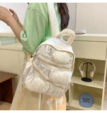 Qfdian Contrast Color Patchwork Pleated Backpacks College Casual Travel Bags for Women Y2k Aesthetic All Match Trendy Simple Schoolbags