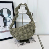 Qfdian Y2k Aesthetic Pleated Office Lady Crossbody Bags All Match Ins Bubble Quilted Cloud Bag Fashion Women Casual Shoulder Handbags