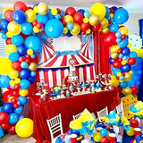 Qfdian  89pcs  red, blue, yellow balloons wreath arch set,suitable for birthdays, parties, carnival theme decoration, circus decoration