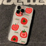 Qfdian  Ins Korean Cute Tomatoes Phone Case For iPhone 17 16 15 11 12 14 13 Pro Max Mini X XS XR 7 Plus 16E Air Shockproof  Cover Fundas