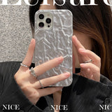 Qfdian Luxury Silver Tin Paper Phone Case For Iphone 15 14 13 12 11 Pro Max X XS Max XR Water Ripple Shockproof Protection Soft Cover