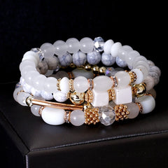 Classic Women Charm White Stone Bracelets & Bangles Bohemian Jewelry Boho Bracelet Set Multilayer Bracelet Femme