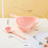 Qfdian  1pc Creative New Style Ceramic Tableware Household Kitchen Restaurant Supplies Anti Scalding Double Ear Pink Cute Love Soup Bowl