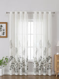 Qfdian  White Transparent Palm Tree Print Pattern Curtains, Suitable For Living Room And Bedroom Light-transmitting Hazy Door Curtain