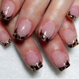 Qfdian  24Pcs  Gradient Color Fake Nail Simple Short Ballet Wearable False Nails with Cat Eye Design Press on Nails Full Cover Nail Tips