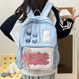 Qfdian Patchwork Contrast Color Vintage Schoolbags Women Y2k Casual Travel Ita Bags 2025 All Match High-capacity Backpacks for Students