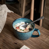 Qfdian  Sydney Blue Large Capacity Coffee Cup Household Ceramic Oat Cup Kiln Glazed Breakfast Bowl 650ml Drinkware Fathers Day Gifts