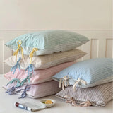 Qfdian  Double Sided Stripes Bow Pillow Cases 48x74cm Soft Comfortable Covers Cotton Pillow Cover Pillow Sham Beds Home Decoration gifts