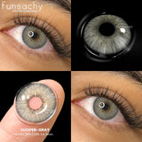 Qfdian  1 pair Gray Colorcon Contact Lenses for Eyes Beautiful Lenses Cosmetics Pupil Blue Lens Big Eyes Contacts Lens Yearly