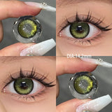 Qfdian 2Pcs Best Selling Color Contact Lenses Myopia Degree -0.00 to -8.00Nature Green Series Soft Lens EyeBeauty Pupil