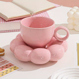 Qfdian  Ceramic Cloud Coffee Mug Sets Creative Makron Flowers Coffee Mug Office Afternoon Tea Cups Kitchen Drinkware Home Accessories