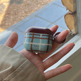 Qfdian Korea Fashion Brown Plaid Splicing Pattern Retro Neck Lanyard Shockproof Protection Case For AirPods 4 3 2 1 Pro 2 Earphone Case