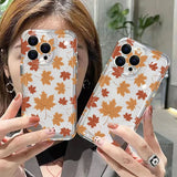 Qfdian  Autumn Leaves Phone Case For iPhone 16 15 14 13 12 11 Pro Max Mini X XS SE4 7 8 Plus 16E Shockproof Non-Slip Soft Cover Fundas