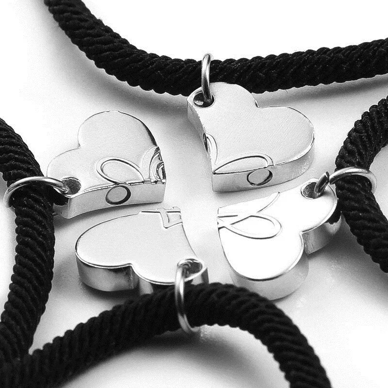 4pcs/set Four-leaf Clover Magnetic Couple Bracelet for Best Friend Women Men Adjustable Braided Bracelet Friendship Jewelry Gift