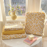 Qfdian  Floral Bedding Set Korean Style Soft Bed Sheet Set 1.2-1.8m Bed Size Duvet Cover Set No Filling With Pillowcase Bedroom Decor