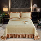 Qfdian 3/5Pcs Luxury European Knitted Cotton Embossing Quilted Bedspread, Bed Cover, Mattress Topper Coverlet, Bed Sheet, Pillowcases