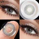 Qfdian  Contact Lenses Gray Cosmetic Eyes Colored Lens Natural Pupils Black Makeup Colored Pupils Beauty Black lenses Woman Makeup