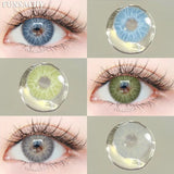 Qfdian  1pair Colorcon Contact Lenses Green Color Lens Natural Brown Eye Contacts Gray Pupils Beautiful Cosmetic Yearly Lenses