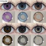Qfdian  2PCS Myopia Beauty Colored  Contact Lenses Purple Halloween Makeup Lens Fashion Pupils Big Eye Lenses Natural Blue Lense