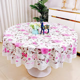 Qfdian  New Round Dining Table Cloth Waterproof Oil-proof and Scalding-proof Leave-in Printed Tablecloth Lace Home Living Room Thickened